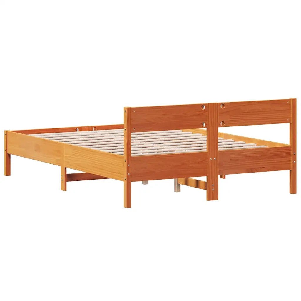 Letto matrimoniale | Letto per adulti | Letto senza Materasso Marrone Cera 120x190 cm in Legno di Pino