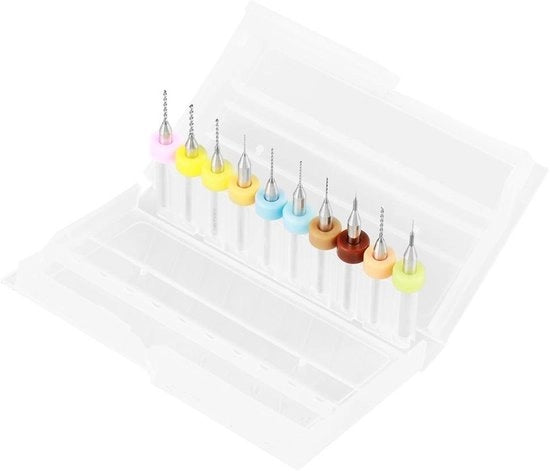 Set di 10 micro perforatrici in wolfram carbide per PCB - set di perforatrici da 0,01 a 10 mm.