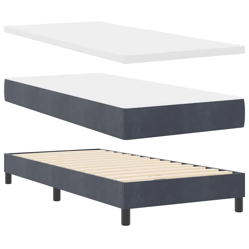 Letto a molle con materasso Grigio scuro 90 x 190 cm Velluto 3339075