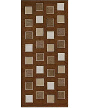 Tappeto moderno SQUARE MARRONE geometrico a quadri, passatoia cucina multiuso lavabile in lavatrice e anti-scivolo cm.55x190
