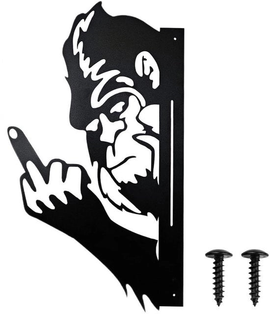 Tecnica di Sfregio Metallico - Silhouette del Bigfoot con Dito Medio - Materiale in Acciaio Durissimo - Facile da Installare - Design Accattivante - Regalo Unico - Pannello di Giardino