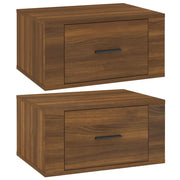 Set di 2 Comodini | Armadio da Notte | Mobiletto da notte a Muro Rovere Marrone 50x36x25 cm