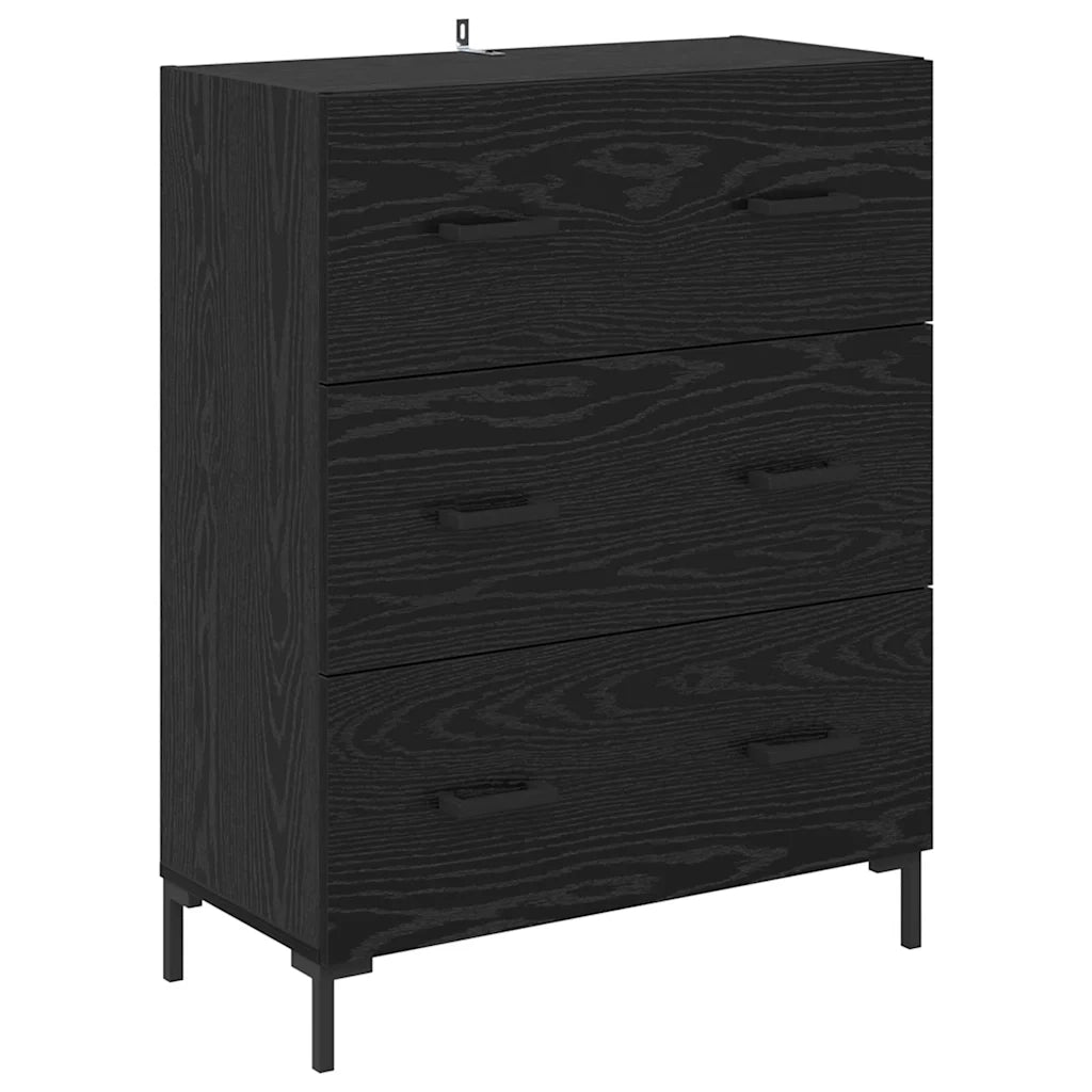Credenza con cassetto 2 pz-Set di 2 Buffet-Armadio da cucina Rovere Nero Legno multistrato 705234