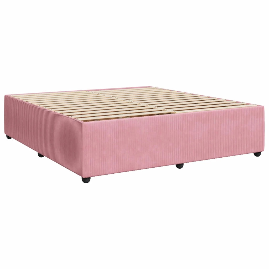 Letto box spring con materasso Rosa 200 x 200 cm Velluto 3451756