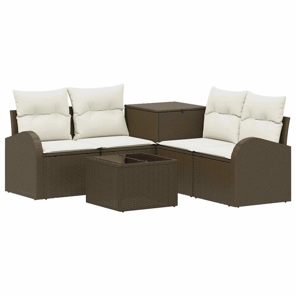 Set di divani 6 pz Marrone e Bianco Crema 3447186