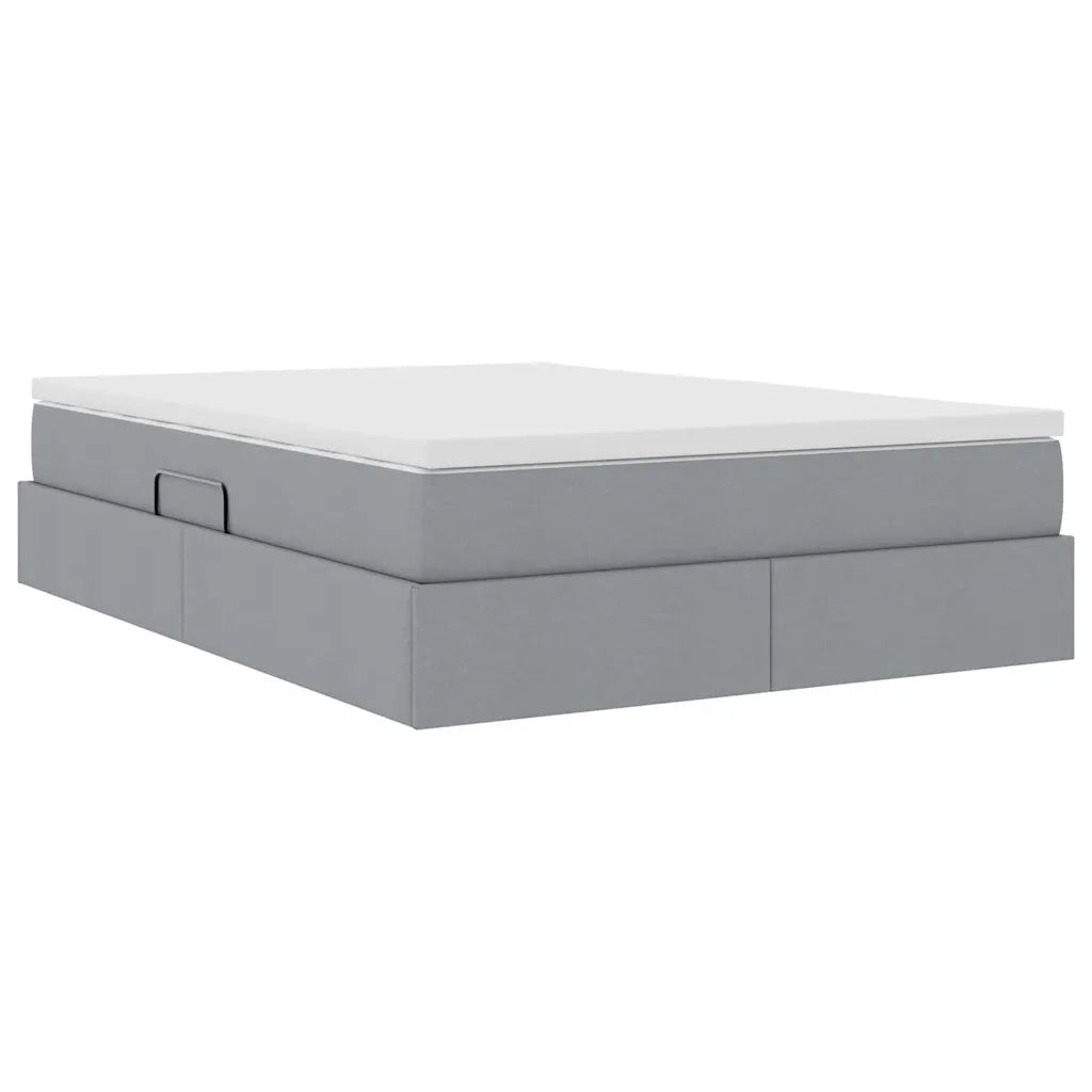 Letto con contenitore e materasso Grigio chiaro 140 x 200 cm