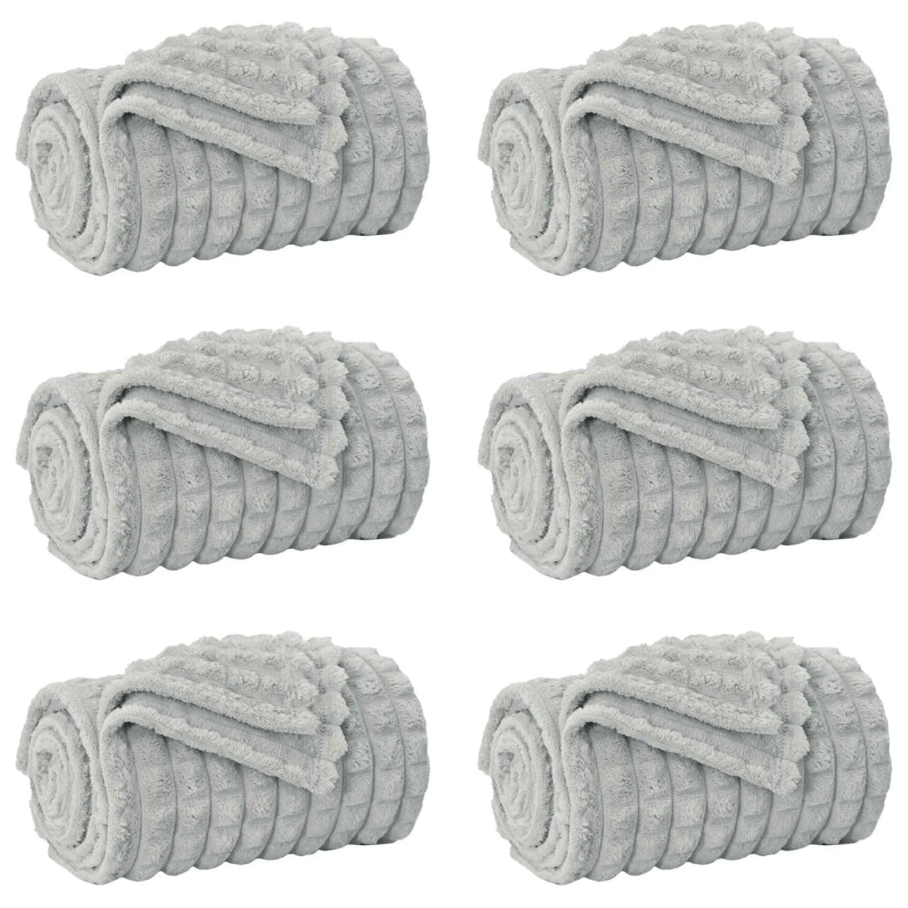 Coperte da Pile 6 pcs Grigio 200 x 150 cm Panno 42016954