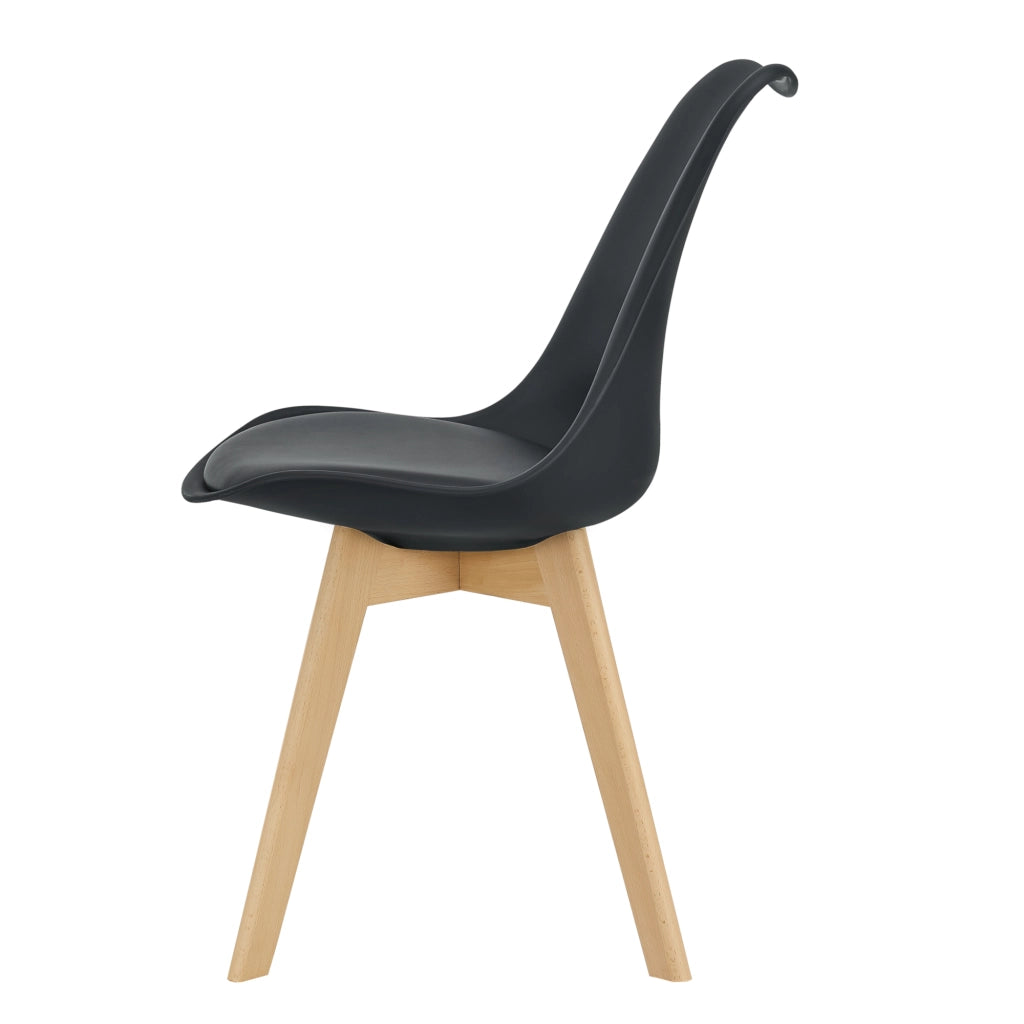 Set Fläten di 6 Sedie da Sala con Seduta Imbottita Rivestimento in Similpelle Nero [en.casa]
