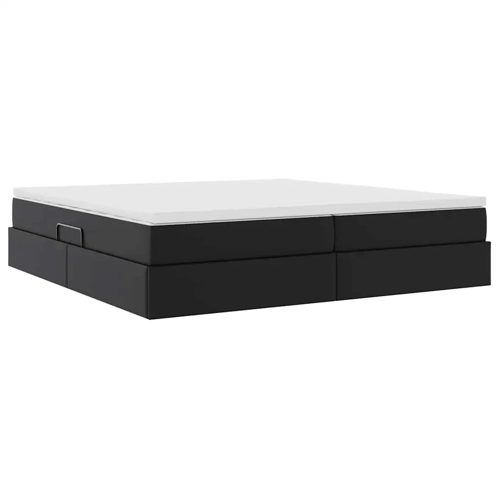 Letto con contenitore e materasso Nero 200 x 200 cm
