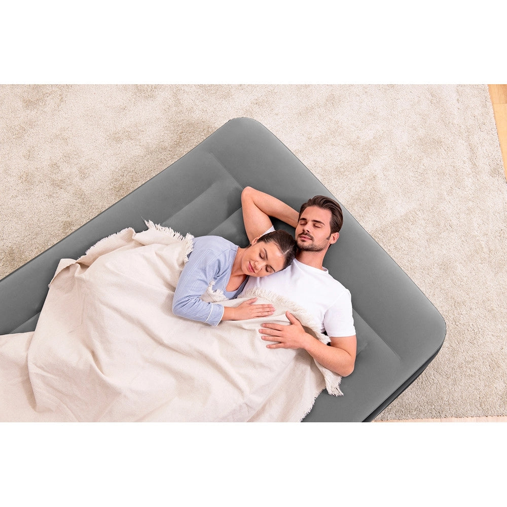 Trade Shop - Materasso Floccato Matrimoniale Airbed Nero/grigio Gonfiabile Pompa Integrata 67403 -