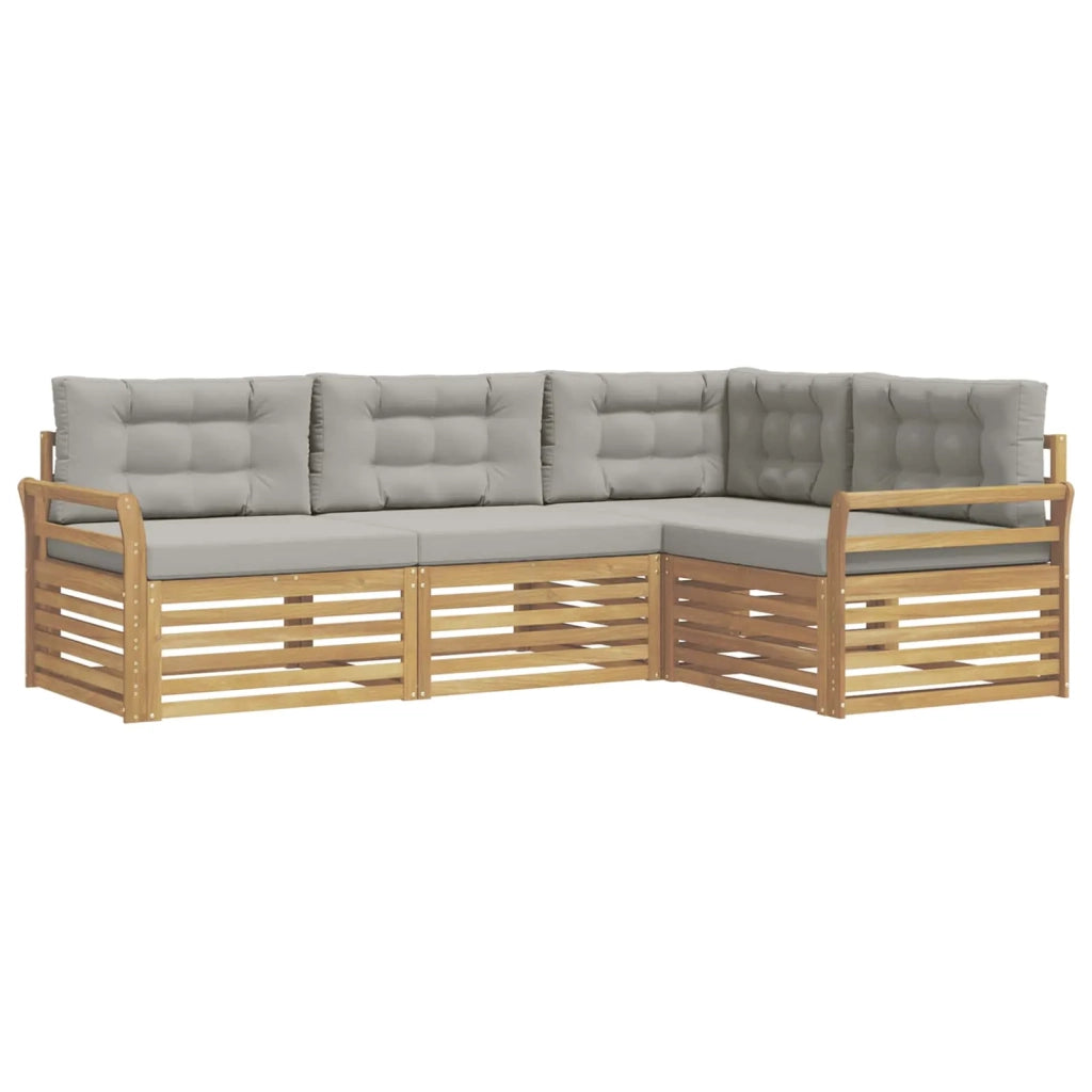 Set di divani da esterno 4 pcs Bianco e Grigio Chiaro 3390406
