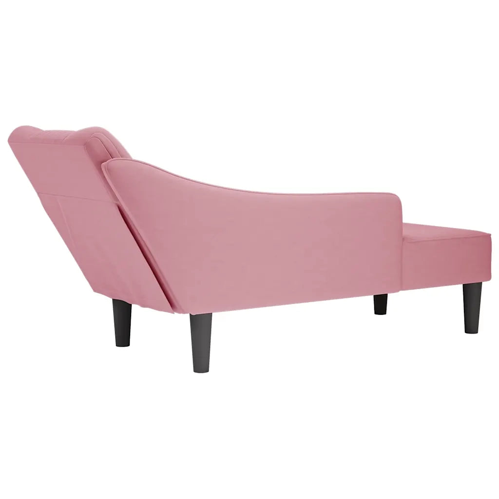Sdraio con Bracciolo Destro in Velluto Rosa CFW4036561