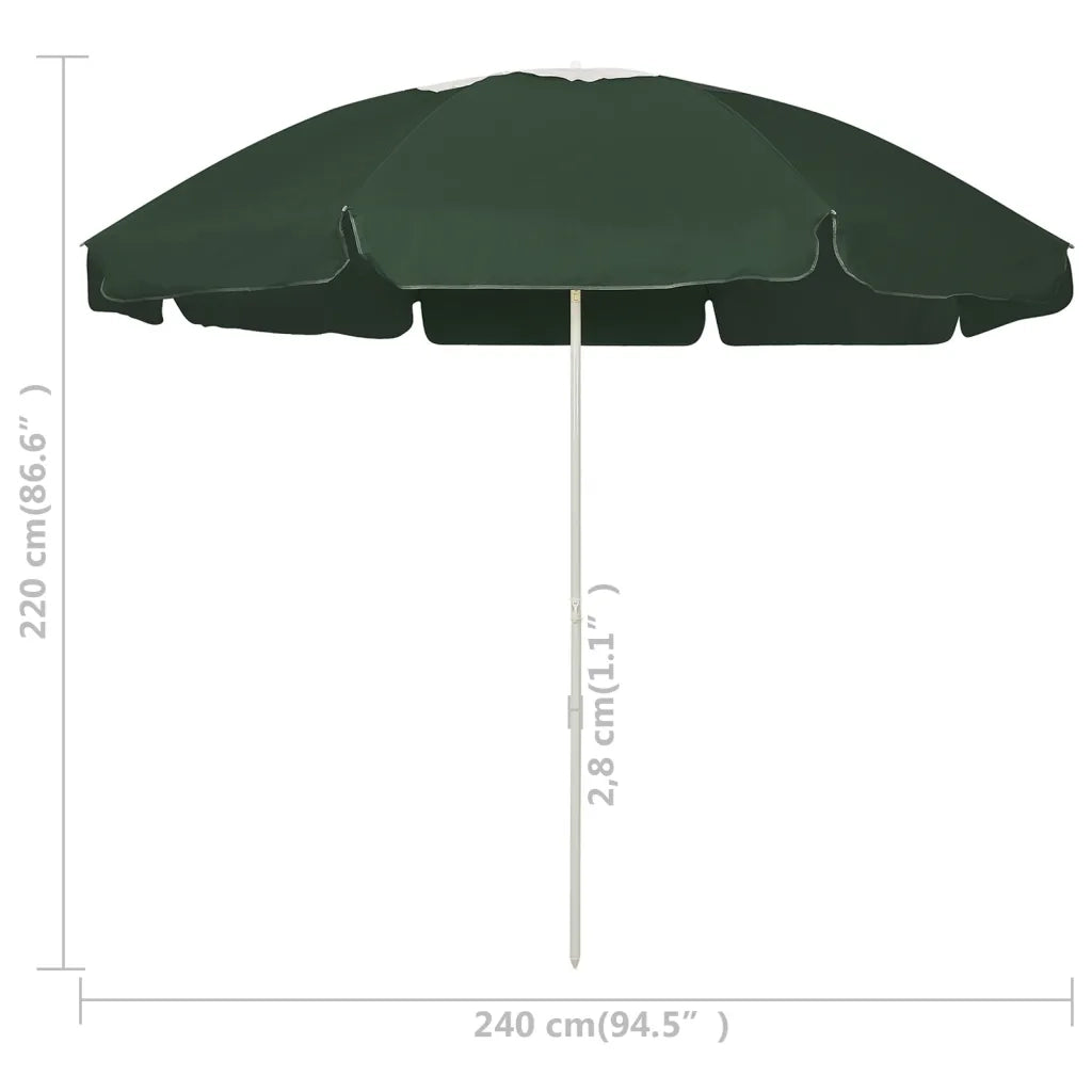 Ombrellone da Spiaggia Verde 240 cm 314713
