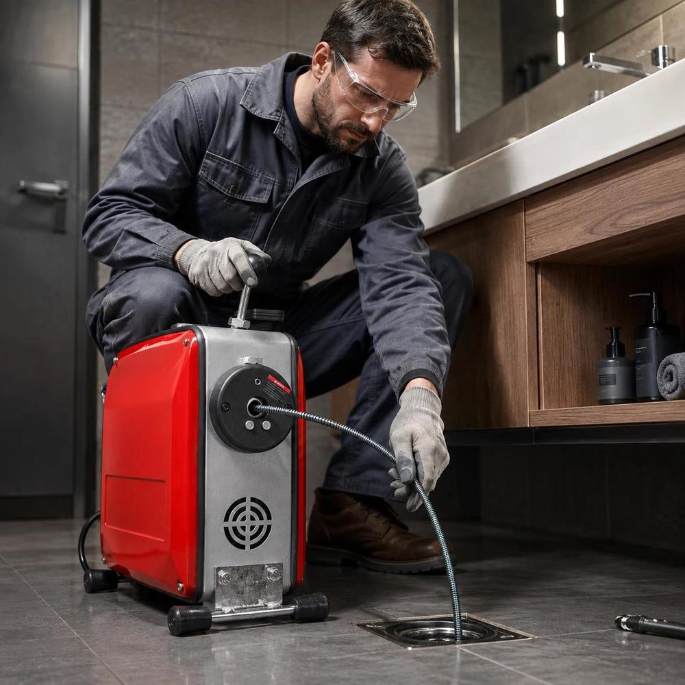 Electric Pipe Cleaning Machine, 850W Drain Cleaner, 14.5m X 16mm, 14m X 22mm & 5m X 9.5mm Spring Cable, 0.4m X 12mm Flexible Spring & 11 Cutters, For Pipes With 50–200mm Diameter
