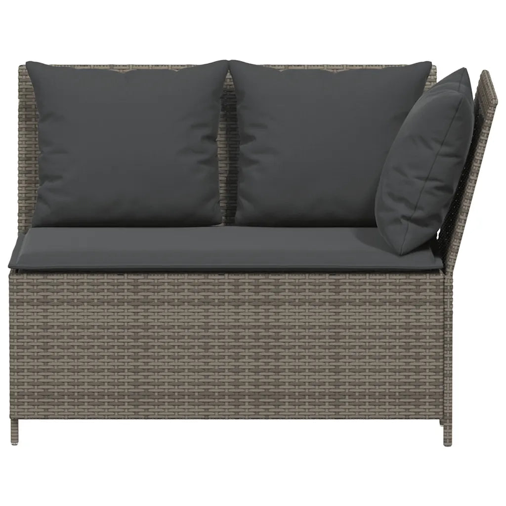 Set Divani da Giardino 3 pz con Cuscini Grigio in Polyrattan