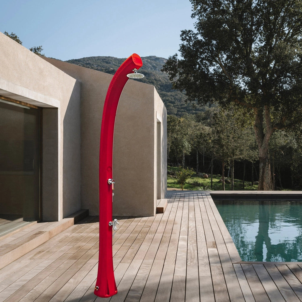 Doccia Solare da Esterno Giardino 26L Miscelatore e Lavapiedi Arkema New Happy Dove gray