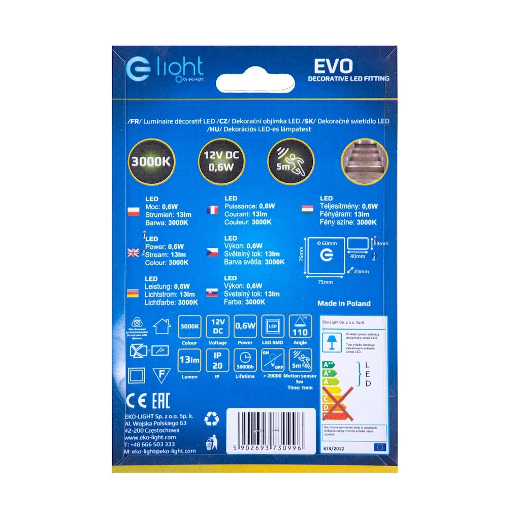 Lampada scala LED EVO Eko-Light 0,6W 3000K argento bianco