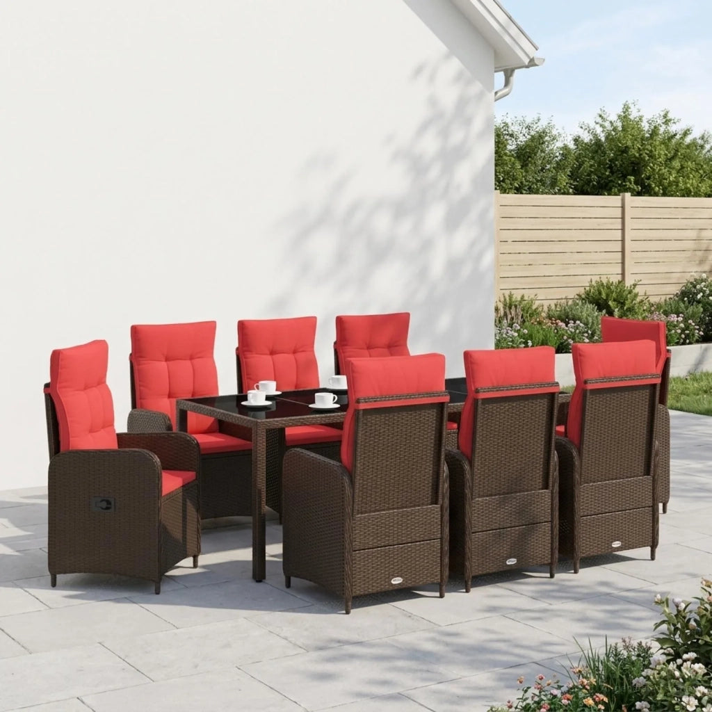 Set da pranzo per esterni 9 pz polyrattan 3422321