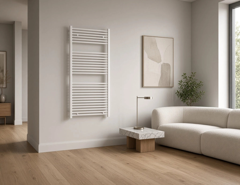 Scaldasalviette termoarredo 80x55 cm (int.50) bianco da bagno tubi dritti MICHALI