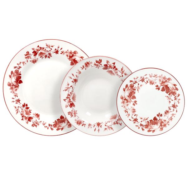 Servizio piatti 18 pezzi Charlotte Rosso