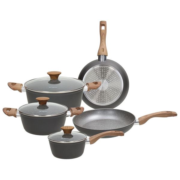 Batteria di pentole e padelle 8 pezzi Alluminio Grigio